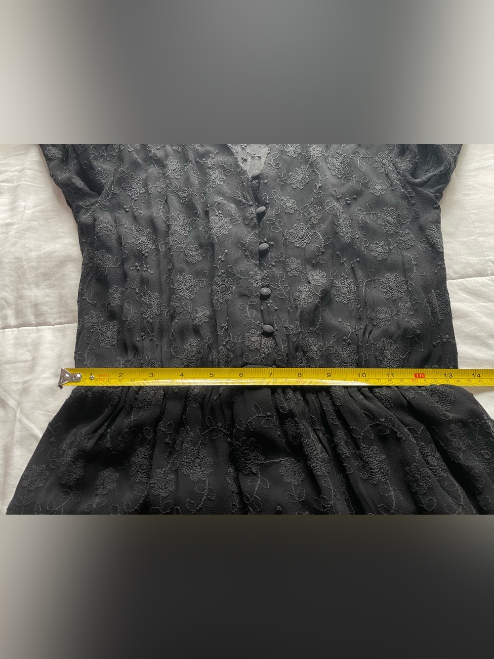 Mango Black Floral Embroidered Sheer Tiered Maxi Dress 4 Whimsigoth Dark Cottage - Picture 11 of 11